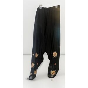 Black Sequined Lagenlook Harem‎ Drop Crutch Slouchy Pants Size 6 - 8.     Mm